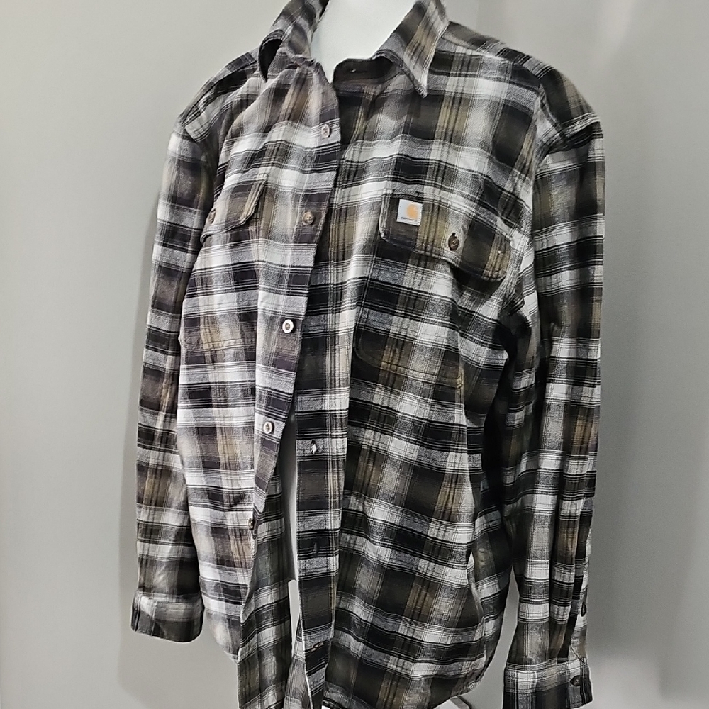 Carhartt Black and Tan Plaid Shirt
